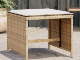 vidaXL Patio Stools with Cushions 4 pcs Beige 15.7"x15.7"x13.8" Poly Rattan