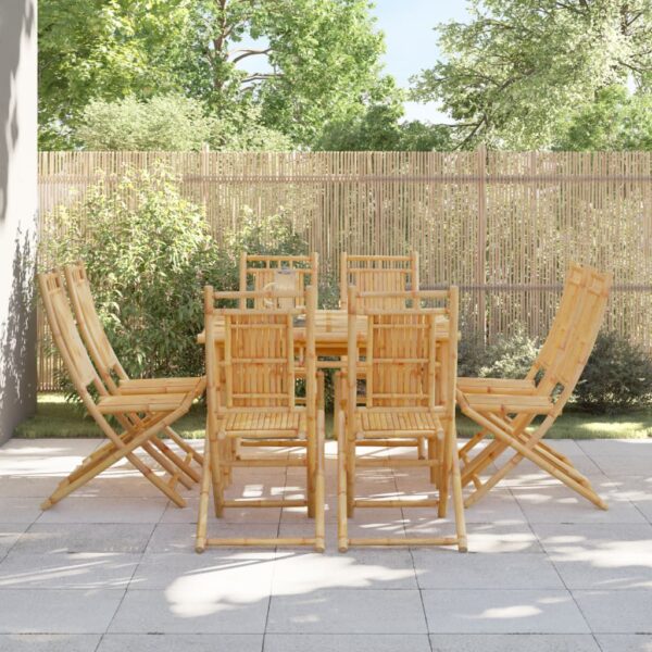 vidaXL Folding Patio Chairs 8 pcs 18.1"x26"x39" Bamboo