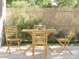 vidaXL 5 Piece Patio Dining Set Bamboo