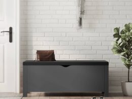 vidaXL Storage Box with Cushion Gray 41.3"x15.7"x17.7"