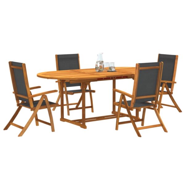 vidaXL 5 Piece Patio Dining Set Solid Wood Acacia and Textilene