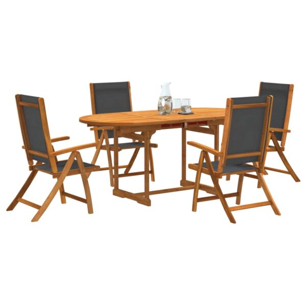 vidaXL 5 Piece Patio Dining Set Solid Wood Acacia and Textilene