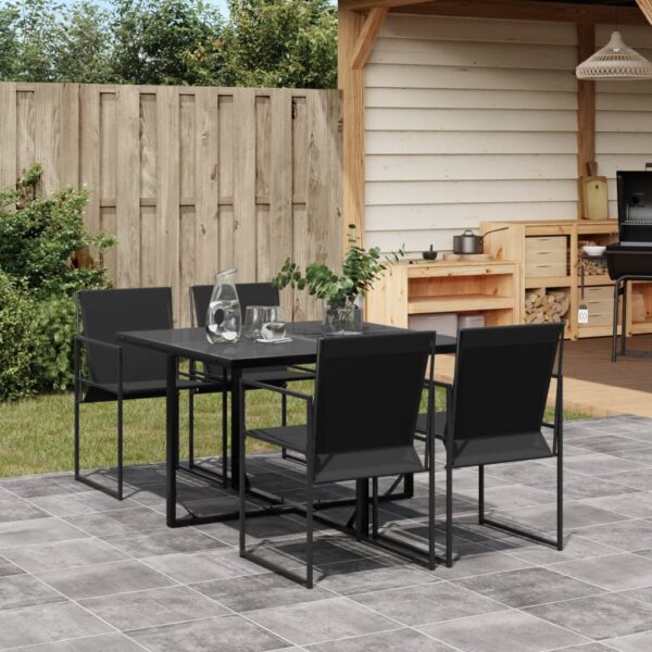 vidaXL 5 Piece Patio Dining Set Black Textilene