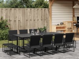 vidaXL 13 Piece Patio Dining Set Black Textilene