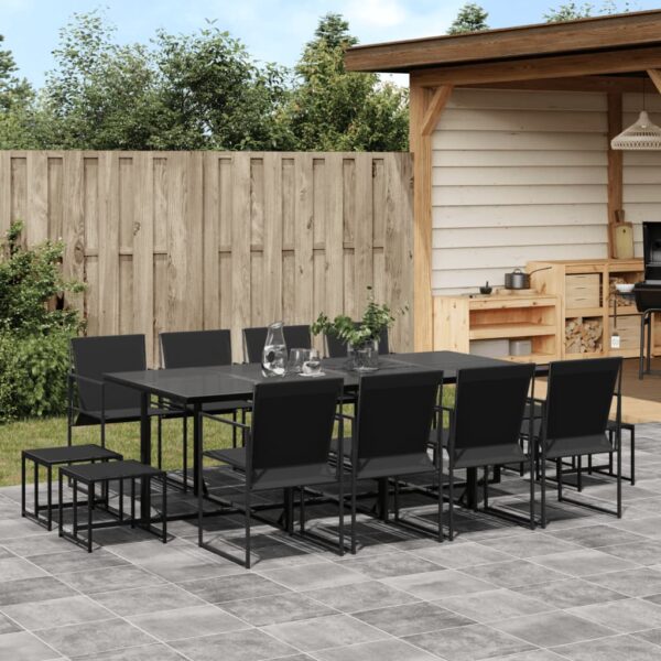 vidaXL 13 Piece Patio Dining Set Black Textilene