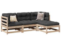 vidaXL 4 Piece Patio Sofa Set with Cushions Solid Wood Pine