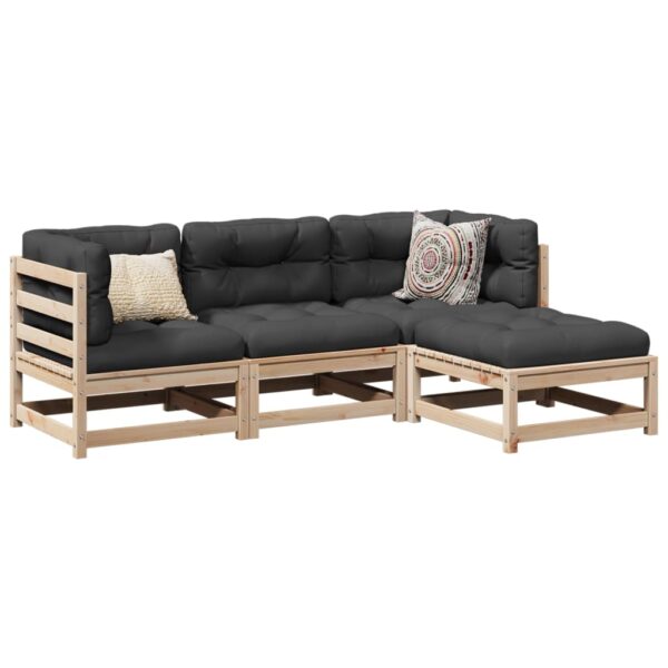 vidaXL 4 Piece Patio Sofa Set with Cushions Solid Wood Pine