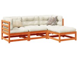 vidaXL 4 Piece Patio Sofa Set Wax Brown Solid Wood Pine