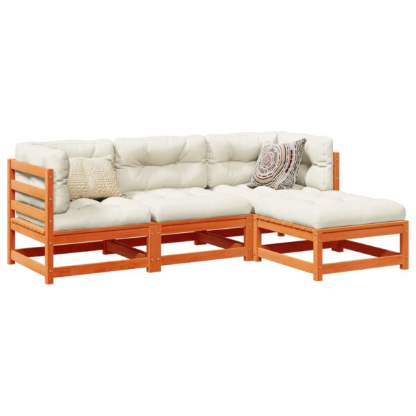 vidaXL 4 Piece Patio Sofa Set Wax Brown Solid Wood Pine