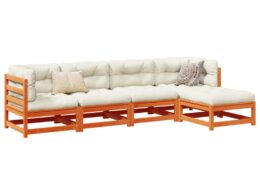 vidaXL 5 Piece Patio Sofa Set Wax Brown Solid Wood Pine