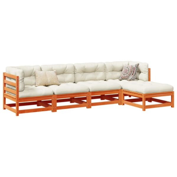 vidaXL 5 Piece Patio Sofa Set Wax Brown Solid Wood Pine
