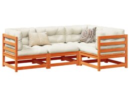 vidaXL 4 Piece Patio Sofa Set Wax Brown Solid Wood Pine