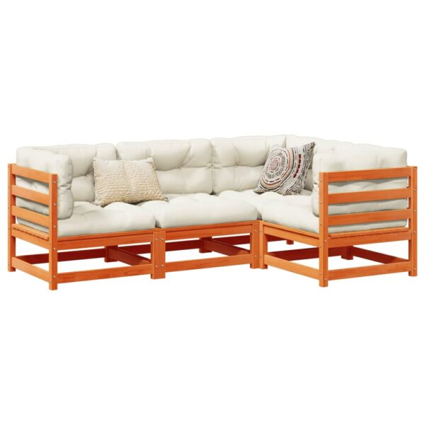 vidaXL 4 Piece Patio Sofa Set Wax Brown Solid Wood Pine