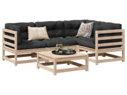 vidaXL 5 Piece Patio Sofa Set with Cushions Solid Wood Pine