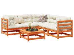 vidaXL 6 Piece Patio Sofa Set Wax Brown Solid Wood Pine