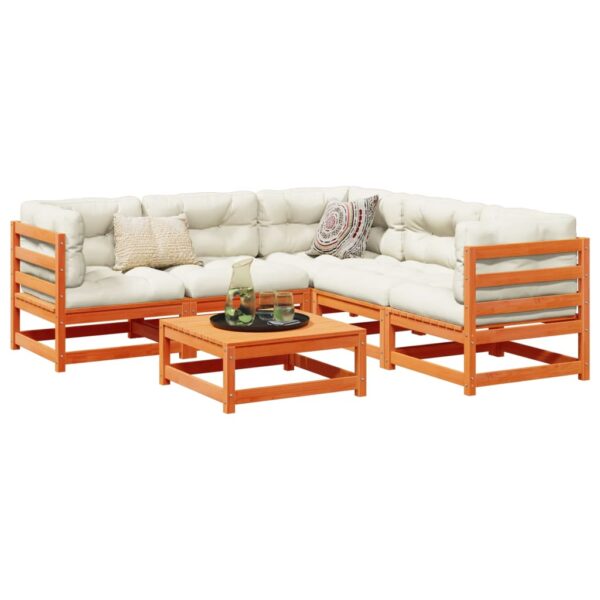 vidaXL 6 Piece Patio Sofa Set Wax Brown Solid Wood Pine