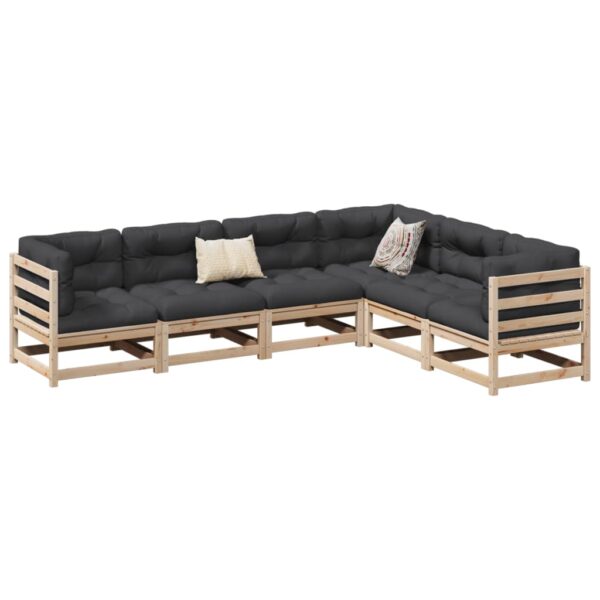 vidaXL 6 Piece Patio Sofa Set with Cushions Solid Wood Pine