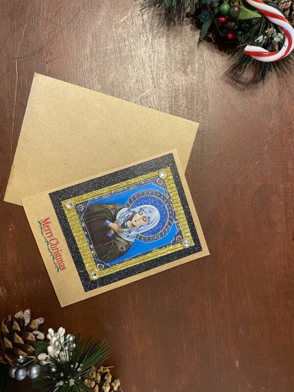 Marian Hand-Made Religious Christmas Card with Envelope - Image 2