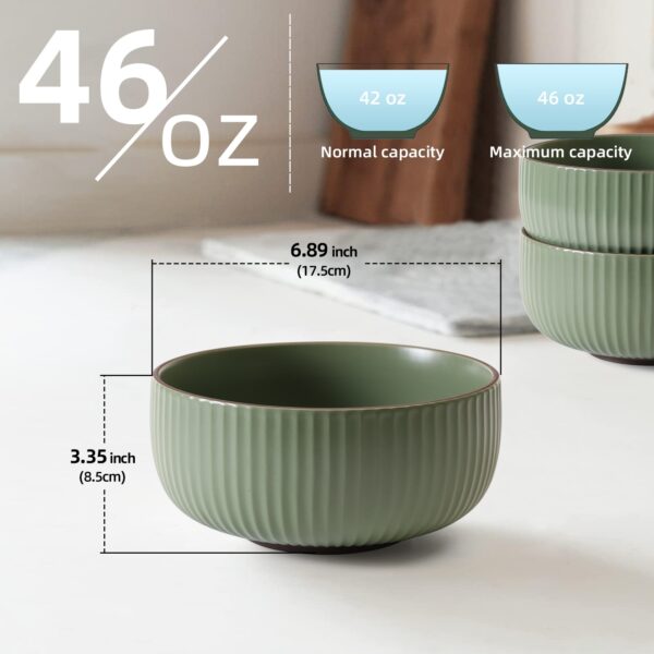 Ceramic Bowls For Kitchen, 46oz Bowl Set Of 4 For Cereal, Salad, Pasta, Soup, Dessert, Serving Dishwasher, Microwave And Oven Safe - Image 9