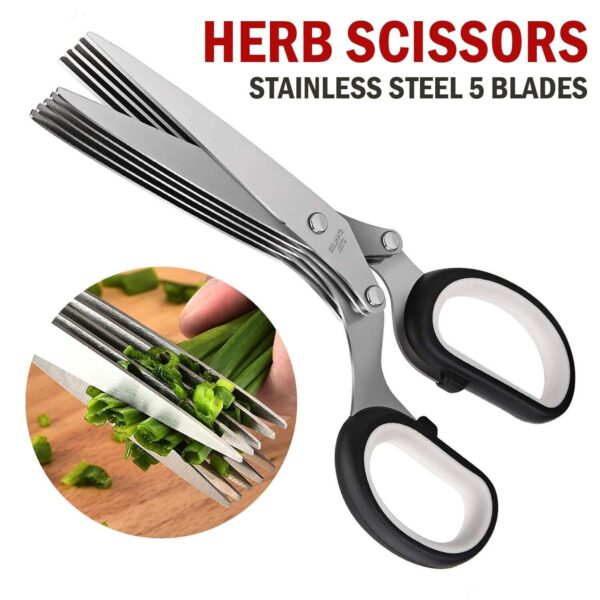 Herb Scissors Set With 5 Blades And Cover - Multipurpose Kitchen Shear - Image 8