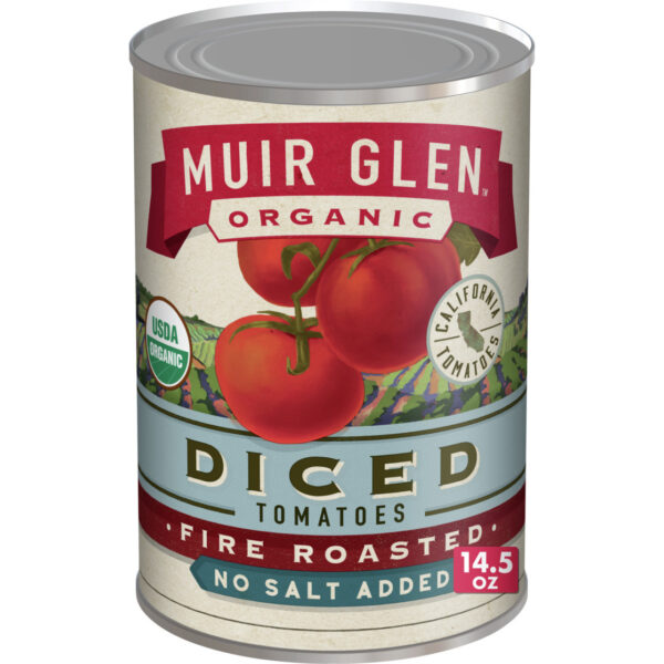 Muir Glen Diced Fire Roasted Tomato No Salt (12x14.5 Oz)