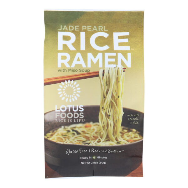 Lotus Foods Rice Ramen Noodles Jade Pearl Rice with Miso Soup (10x2.8 OZ)