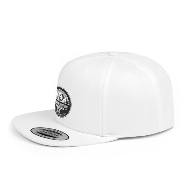 Mission Mountains Flat Bill Snapback Hat, Trendy Outdoor Cap, Perfect for Hiking, Camping, Adventure Lovers, Cool Gift - Image 3