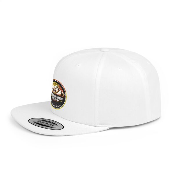 Mission Mountains Flat Bill Snapback Hat, Trendy Outdoor Cap, Perfect for Hiking, Camping, Adventure Lovers, Cool Gift - Image 3