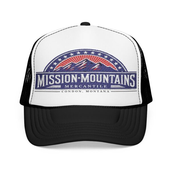 Mission Mountains Mercantile Embroidered Baseball Cap - Red, White, & Blue - Image 17