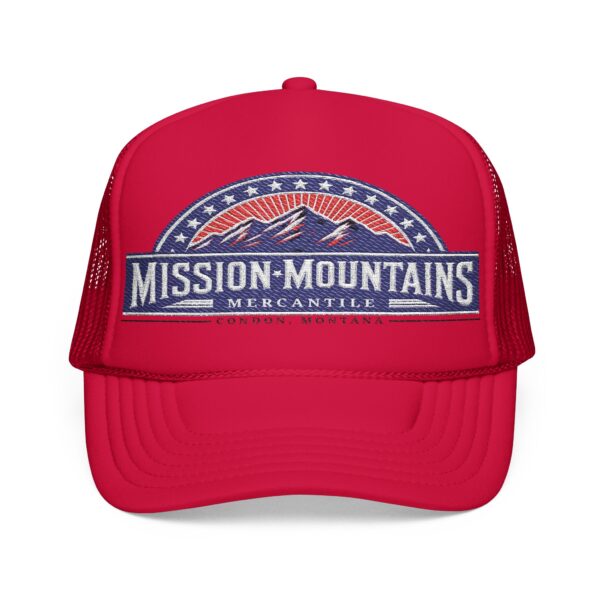 Mission Mountains Mercantile Embroidered Baseball Cap - Red, White, & Blue - Image 9
