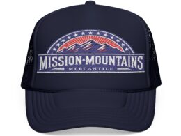 Mission Mountains Mercantile Embroidered Baseball Cap - Red, White, & Blue