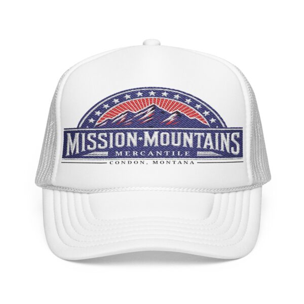 Mission Mountains Mercantile Embroidered Baseball Cap - Red, White, & Blue - Image 5