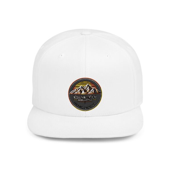 Mission Mountains Flat Bill Snapback Hat, Trendy Outdoor Cap, Perfect for Hiking, Camping, Adventure Lovers, Cool Gift