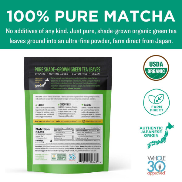 Jadeleaf Organic Culinary Grade Japanese Matcha 0.7 oz (Pack of 8) - Image 3