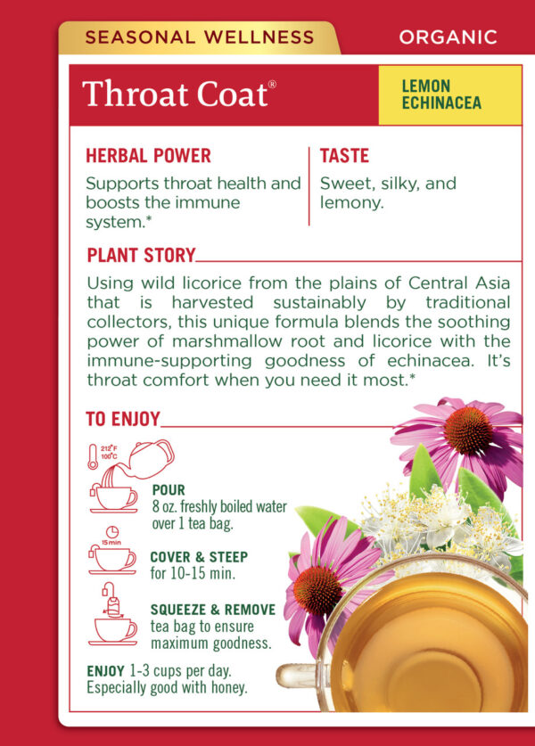 Traditional Medicinals Lemon Echinacea Throat Herb Tea (6x16 Bag) - Image 2