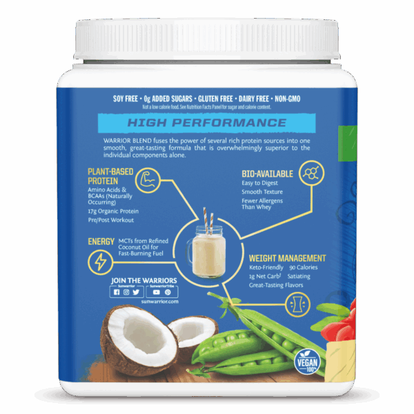 Sunwarrior Organic Vanilla Flavored Protein Warrior Blend 13.2 oz - Image 3