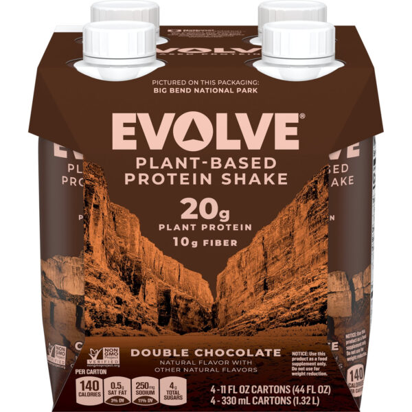 Evolve Double Chocolate Plant Based Protein Shake 4 Protein Shakes (Pack of 3)