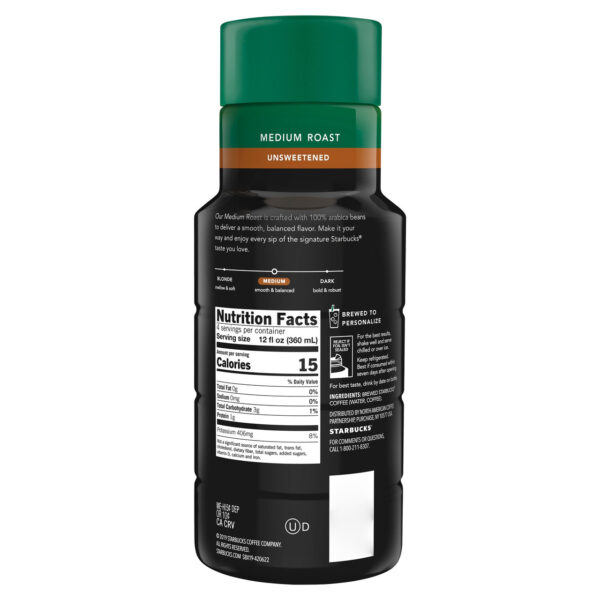 Starbucks Medium Roast Unsweetened Iced Coffee 48 oz (Pack of 8) - Image 2
