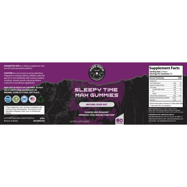 Natural Sleeping Aid- Sleepy Time Max Gummies (Melatonin, L-Theanine, Botanicals) - Image 3