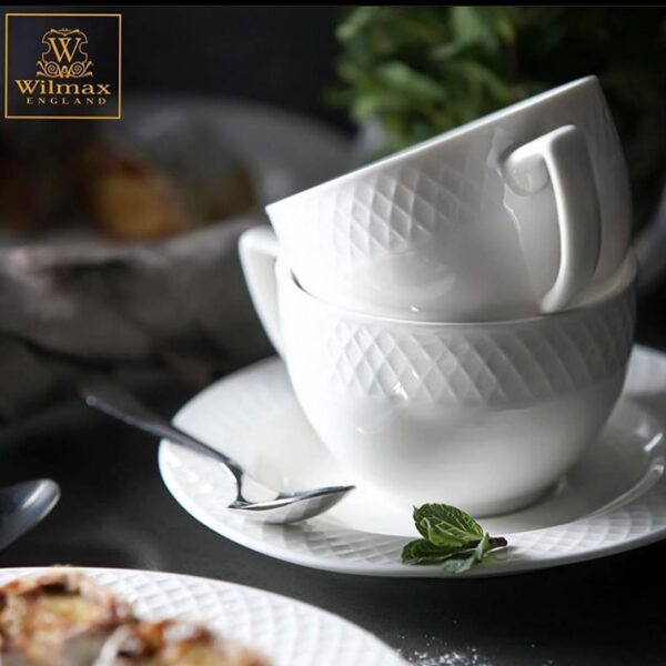 White 3 Oz | 90 Ml Coffee Cup & Saucer Set Of 6 In Gift Box - Image 2