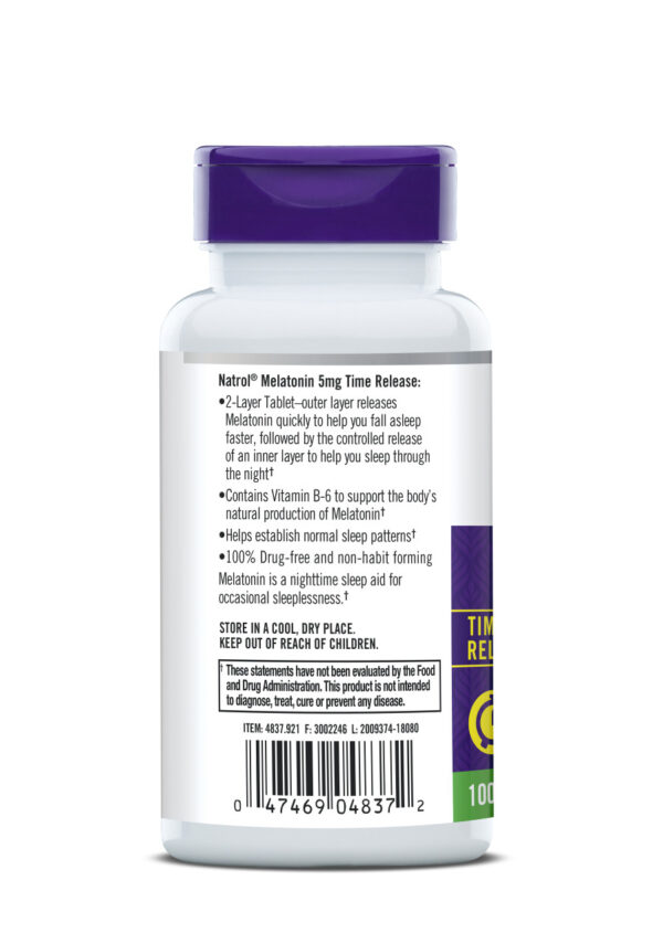 Natrol Melatonin 5 Mg Time Release (1x100 TAB) - Image 3