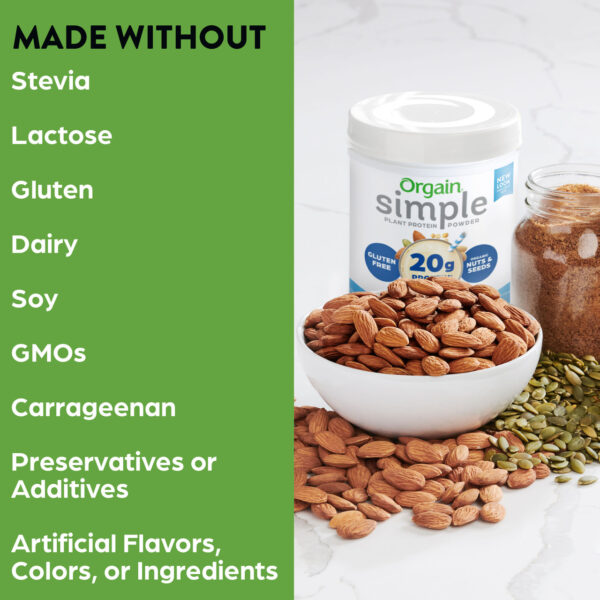 Orgain Organic Simple Vanilla Plant Protein Powder 1.25 lb - Image 6