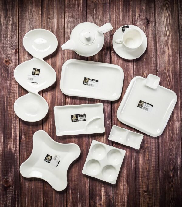White Divided Sauce Dish 14.5" inch | 37 Cm - Image 3