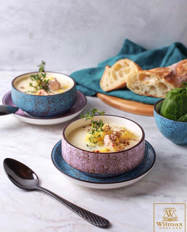 Violet / Lavender Porcelain Soup Cup 5" inch | 13 Fl Oz | - Image 2