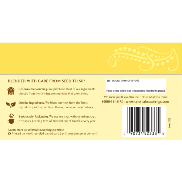 Celestial Seasonings Jammin' Lemon Ginger Herbal Tea (6x20 Bag) - Image 6