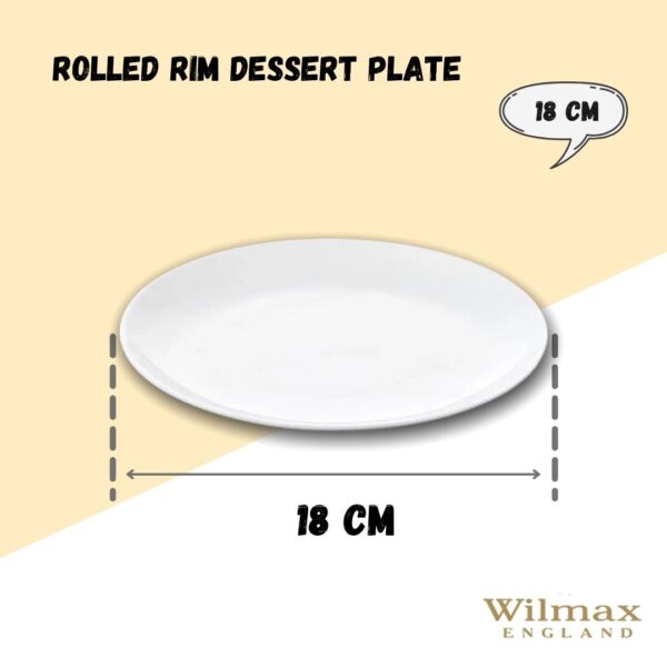 Professional Rolled Rim White Dessert Plate 7" inch | 18 Cm - Image 3