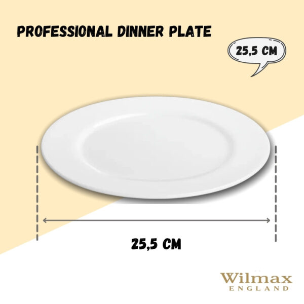 Professional Rolled Rim White Dinner Plate 10" inch | 25.5 Cm - Image 5