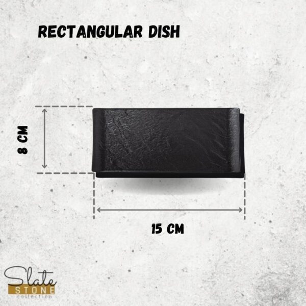 Black Porcelain Slate look Rectangular Dish 6" inch X 3" inch - Image 3