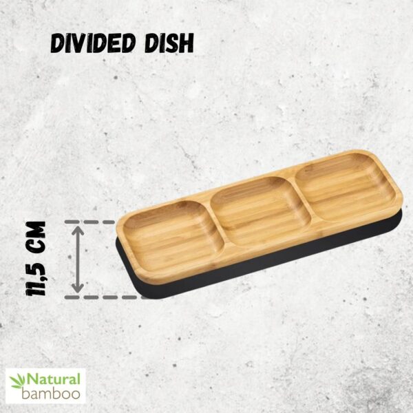 Bamboo Divided Dish 13" inch X 4.5" inch Bento box | 32.5 X 11.5 Cm - Image 2