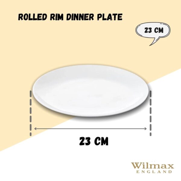Professional Rolled Rim White Dinner Plate 9" inch | 23 Cm - Image 3